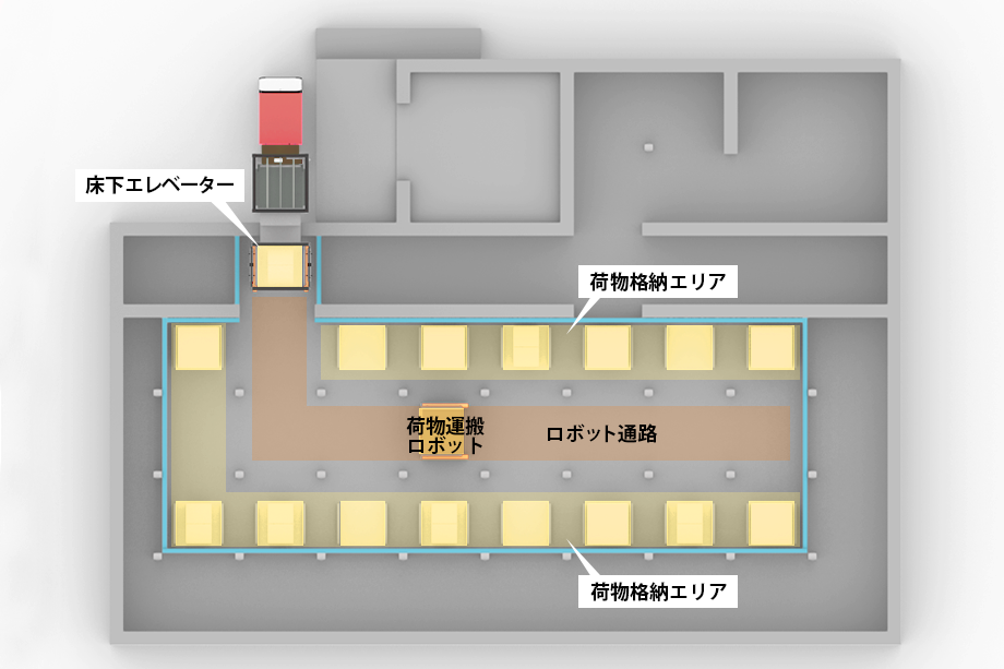 ロボット床下収納を上から見たイメージ図