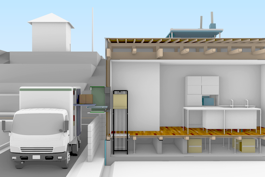 道路から荷物が置き配されるイメージ
