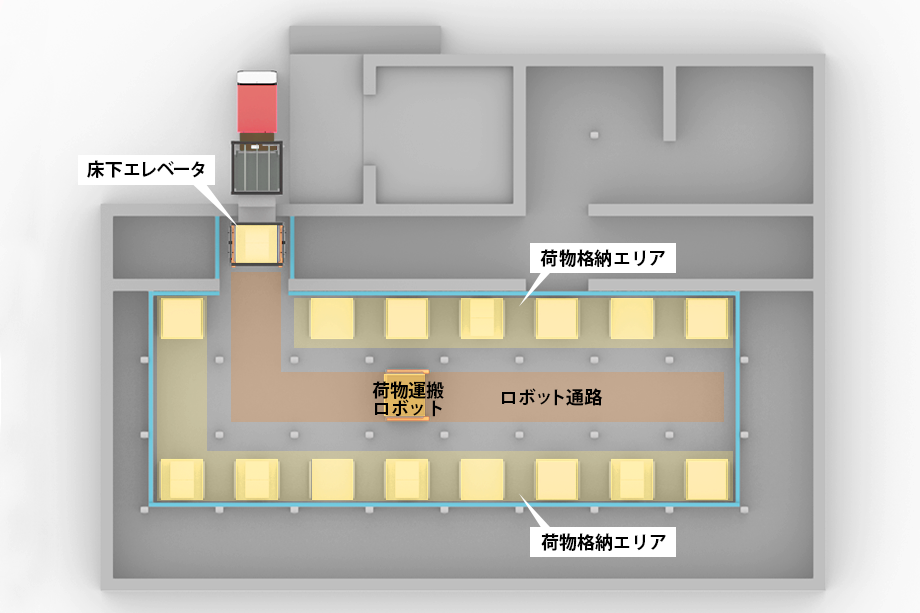ロボット床下収納を上から見たイメージ図