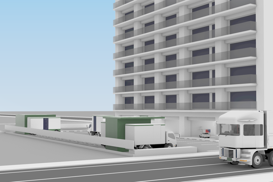 自動配送に対応した拠点を備えるマンション駐車場