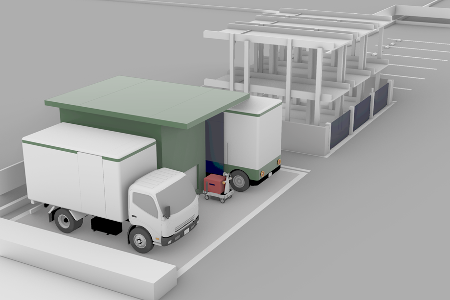 駐車場の一部を荷物保管場所に転用するイメージ