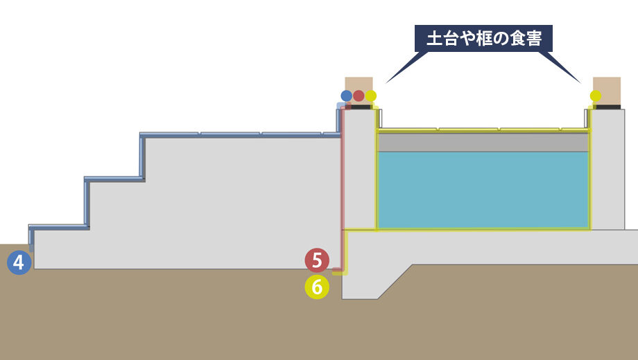 シロアリの侵入経路(玄関周辺)